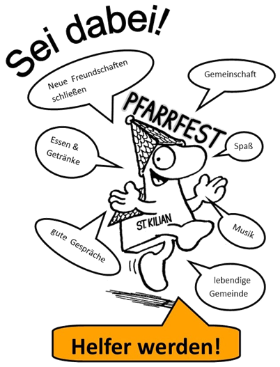 Grafik: Helfer werden beim Pfarrfest St. Kilian